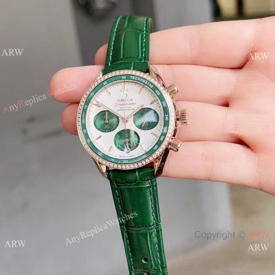 Best Quality Omega Speedmaster Ladies watches Rose Gold Green Version-Buy Omega Replica Watches